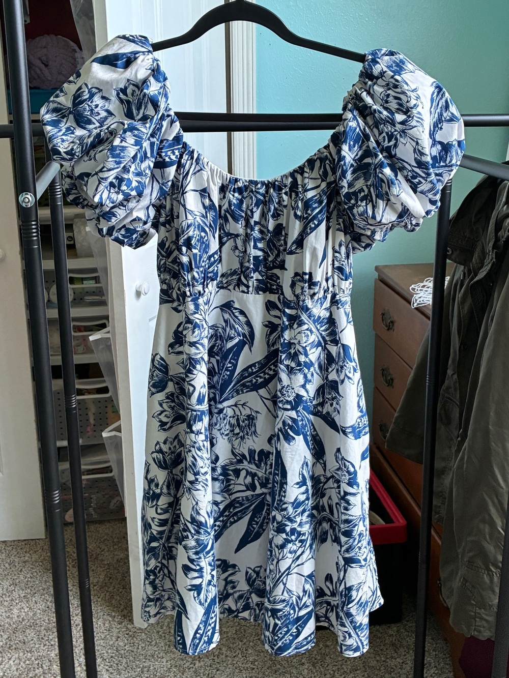 Abercrombie & Fitch White and Blue Floral Mini Dress